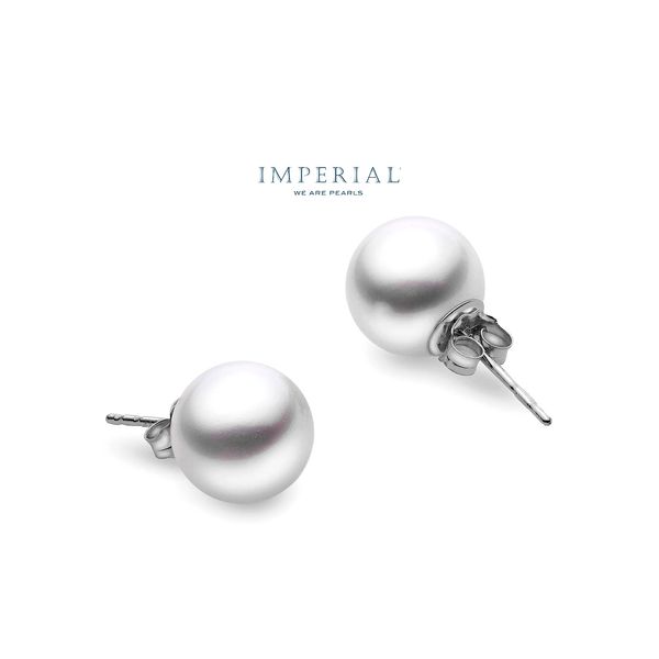 14K White Gold 10.0 mm Freshwater Pearl Stud Earrings Raleigh Diamond Fine Jewelry Raleigh, NC