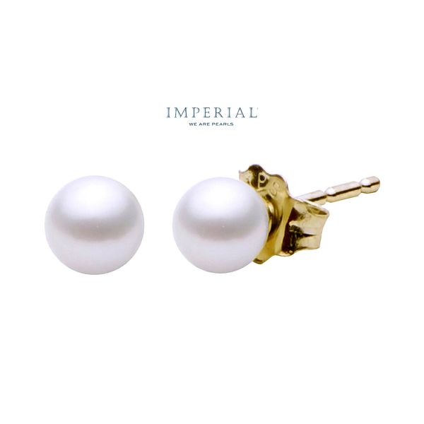 14K Yellow Gold 4.0 mm AA Freshwater Pearl Stud Earrings Raleigh Diamond Fine Jewelry Raleigh, NC