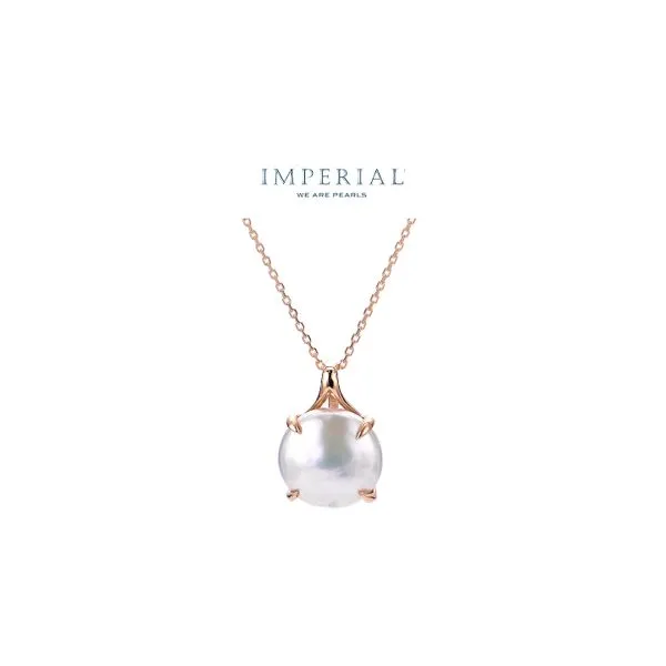 14K Yellow Gold 4-Prong Coin Pearl Pendant Neckace Raleigh Diamond Fine Jewelry Raleigh, NC