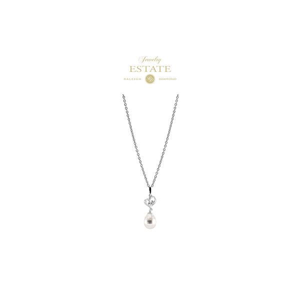Estate Platinum 0.08ctw Heart Pearl Drop Pendant *Chain Sold Separately Image 2 Raleigh Diamond Fine Jewelry Raleigh, NC
