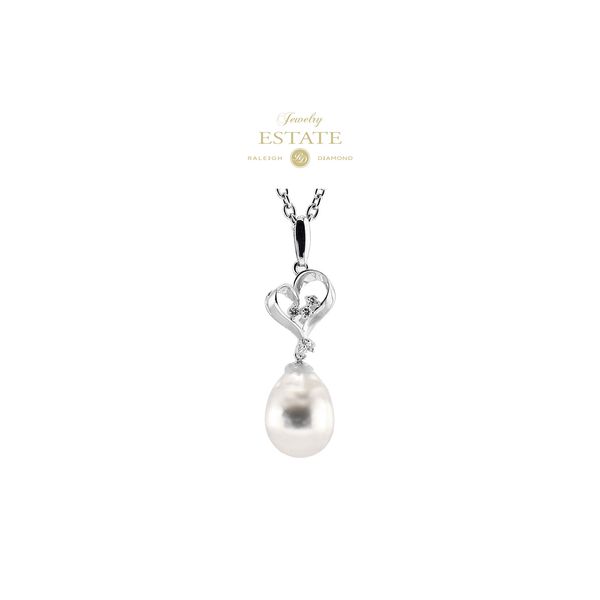 Estate Platinum 0.08ctw Heart Pearl Drop Pendant *Chain Sold Separately Raleigh Diamond Fine Jewelry Raleigh, NC