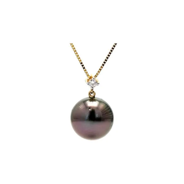 14K Yellow Gold 10-11mm Tahitian Pearl and Diamond 18