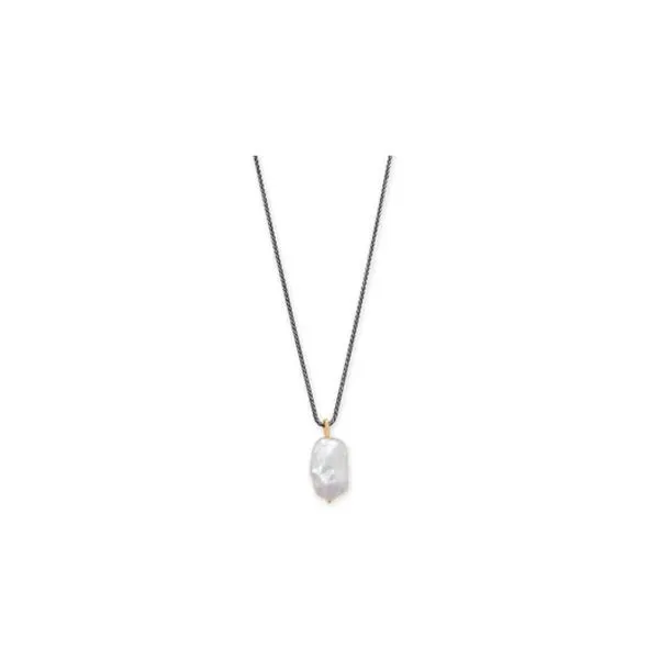 Baroque Cultured Freshwater Pearl 18x12mm on Blk Rhodium 22