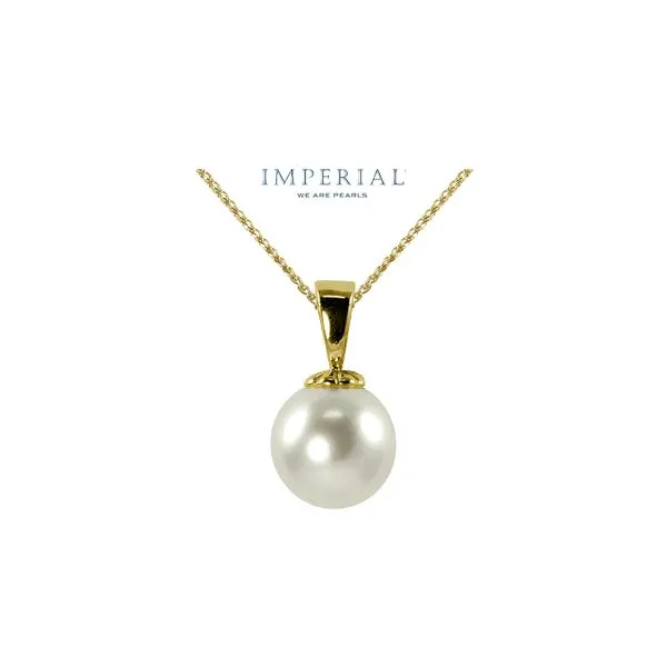 14K Yellow Gold 6mm Akoya 18\ Pearl Pendant Necklace