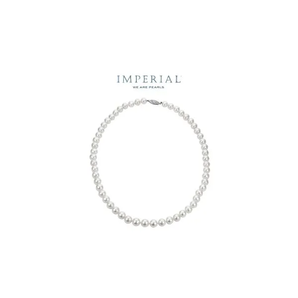 14K White Gold 4-4.5mm \A\ Quality FWP 18\ Necklace