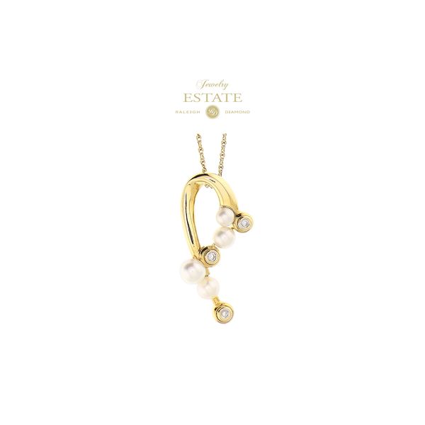 Estate 18K Yellow Gold 0.05ctw G-H/SI2 Diamonds Pearls 18