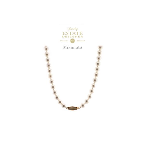 Estate Designer Mikimoto 14K Yellow Gold Blue Lagoon Akoya Pearl 6.85 mm 17.5
