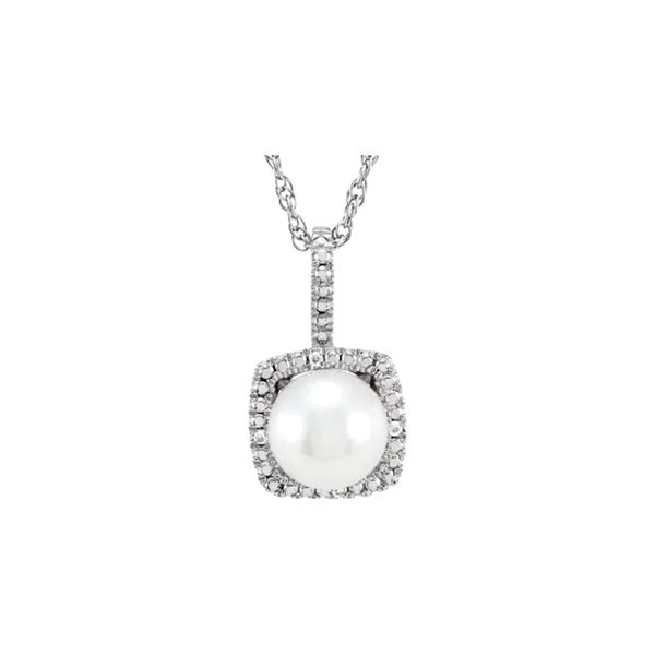 Sterling Silver 0.015ctw Diamonds Fresh Water Cultured Pearl 18