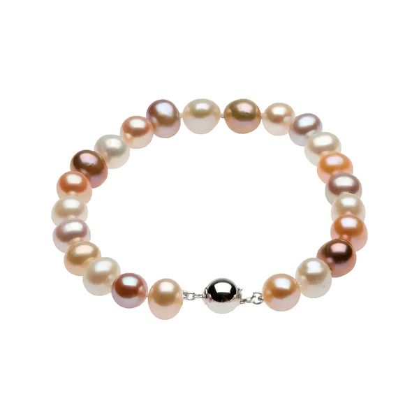 Sterling Silver Multi-Color Freshwater Cultured Pearl 7.75