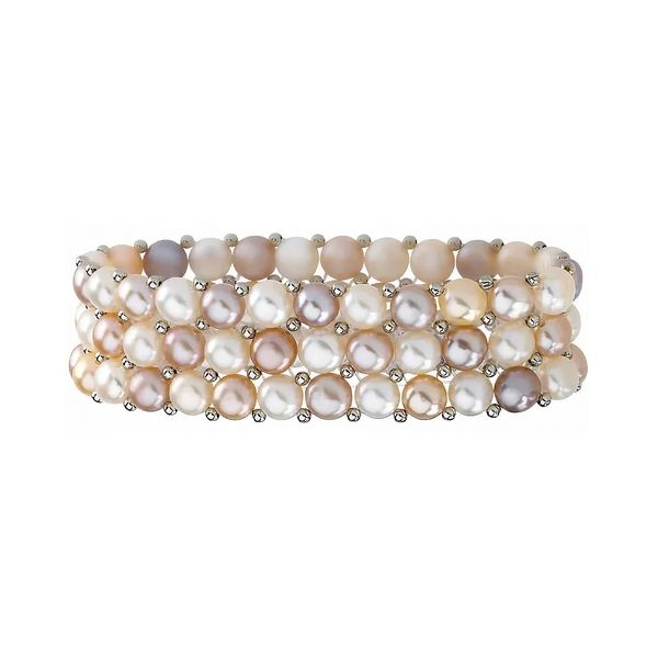 Sterling Silver Multi-Color Cultured Freshwater Pearl 8