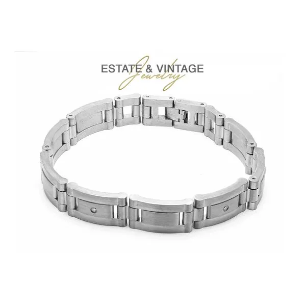 Estate Stainless Steel 0.03ctw RBD Diamonds Men's Fashion Bracelet Raleigh Diamond Fine Jewelry Raleigh, NC