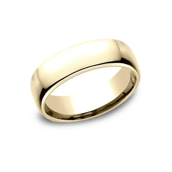 14K Yellow Gold Men's 6.5 mm Euro-Dome Comfort Fit Wedding Band Image 2 Raleigh Diamond Fine Jewelry Raleigh, NC