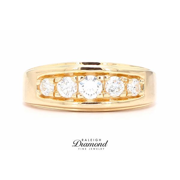 14K Yellow Gold 0.75ctw Five Diamonds Men's Wedding Band Size 9.75 Raleigh Diamond Fine Jewelry Raleigh, NC