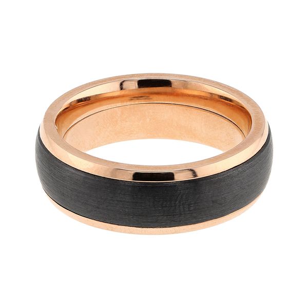 14K Rose Gold 7mm Domed Men's Band 5mm Center Zirconium Inlay Sz 8 Raleigh Diamond Fine Jewelry Raleigh, NC