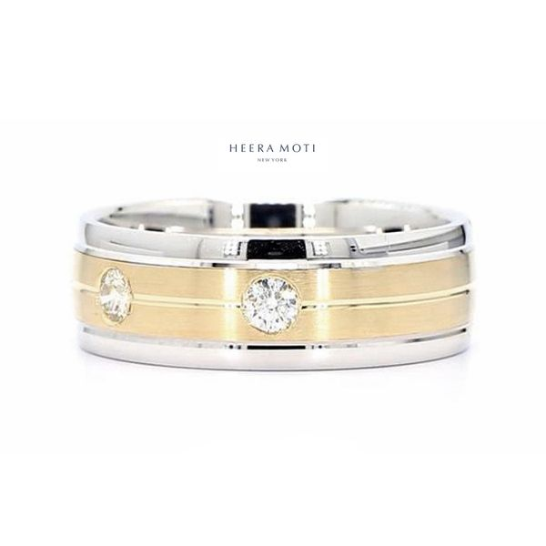 Heera Moti 14K White & Yellow Gold 0.33ctw Men's Diamond Band Image 2 Raleigh Diamond Fine Jewelry Raleigh, NC