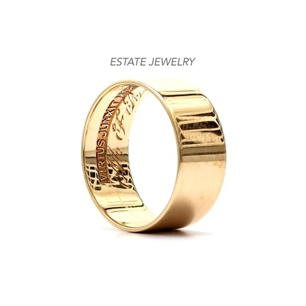 Estate14K Yellow Gold 1926 8.0mm Flat Band Inner Engraved Size 8 Image 2 Raleigh Diamond Fine Jewelry Raleigh, NC