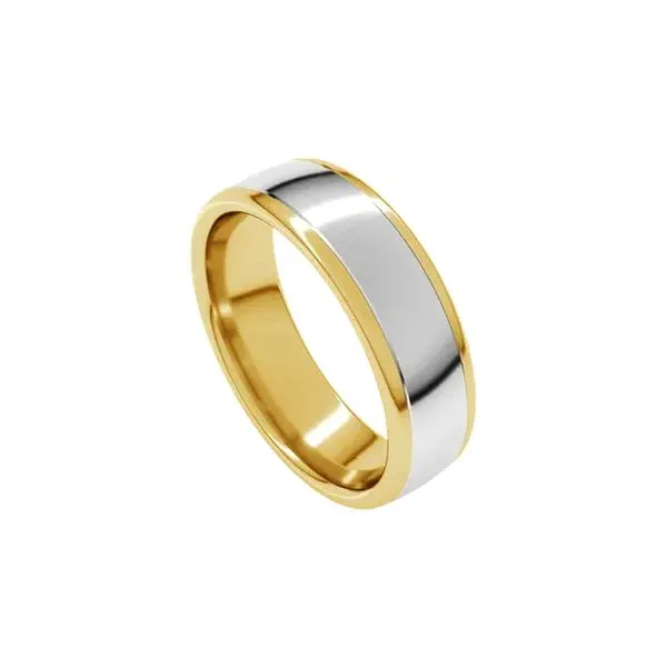 14K White & Yellow Gold 6.0mm Comfort-Fit European-Style Band Size 10 Raleigh Diamond Fine Jewelry Raleigh, NC