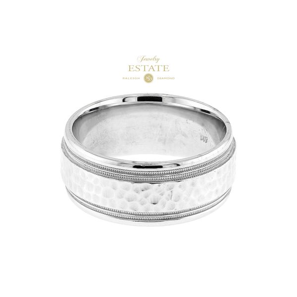 Estate 14K White Gold Hammered Men's Wedding Band Sz 11 Raleigh Diamond Fine Jewelry Raleigh, NC