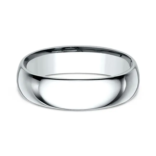 18K White Gold Light Comfort-Fit 6.0mm Polished Wedding Band Size 6.5 Image 2 Raleigh Diamond Fine Jewelry Raleigh, NC