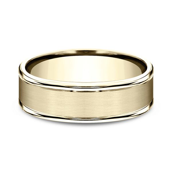 14K Yellow Gold 7mm,HighPolRE, Satin Ctr Wedding Band Sz 9 Raleigh Diamond Fine Jewelry Raleigh, NC