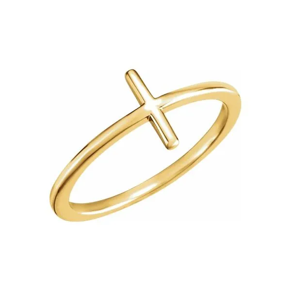 14K Yellow Gold Sideways Cross Ring Raleigh Diamond Fine Jewelry Raleigh, NC