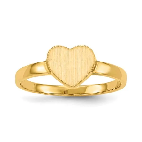 14K Yellow Gold 6.5x7.5mm Open Back Heart Signet Ring Engravable Image 2 Raleigh Diamond Fine Jewelry Raleigh, NC
