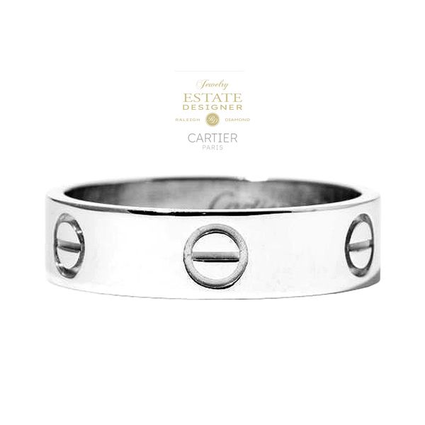 Estate Designer Cartier 18K White Gold 5.4 mm Vintage Love Ring Sz 7.5 Raleigh Diamond Fine Jewelry Raleigh, NC