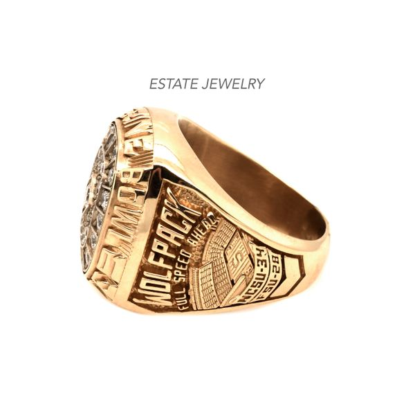 Estate 10K Yellow Gold CZ Men's NC State Class Ring Size 14 Image 2 Raleigh Diamond Fine Jewelry Raleigh, NC