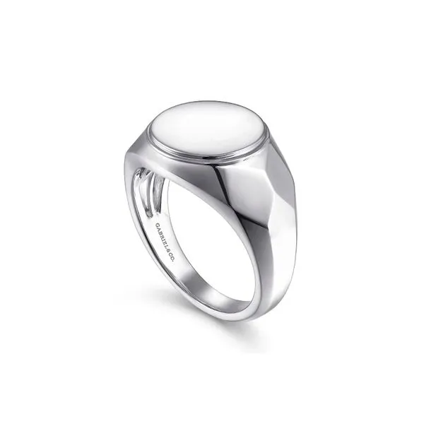 Sterling Silver Mens Round Signet Ring Size 10 Engravable