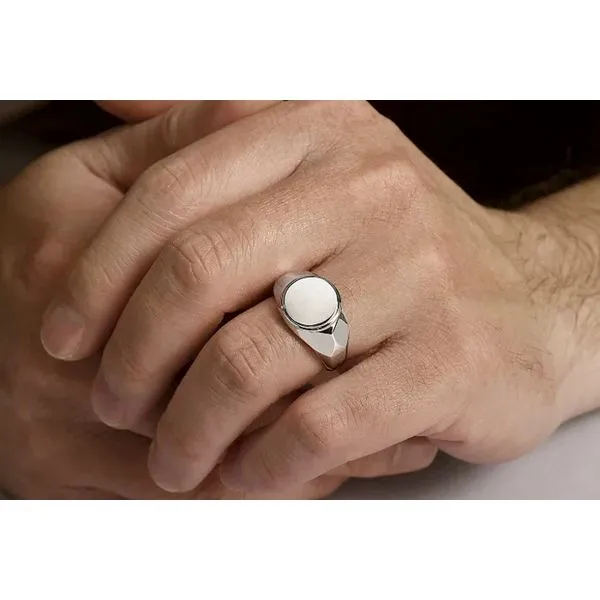 Sterling Silver Mens Round Signet Ring Size 10 Engravable