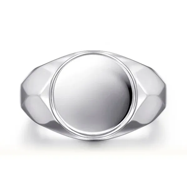 Sterling Silver Mens Round Signet Ring Size 10 Engravable