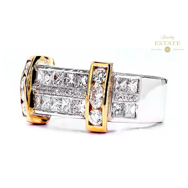 Estate 14K 2-Tone 3.64ctw Princess Marquise RBC Men's Fashion Ring Image 2 Raleigh Diamond Fine Jewelry Raleigh, NC