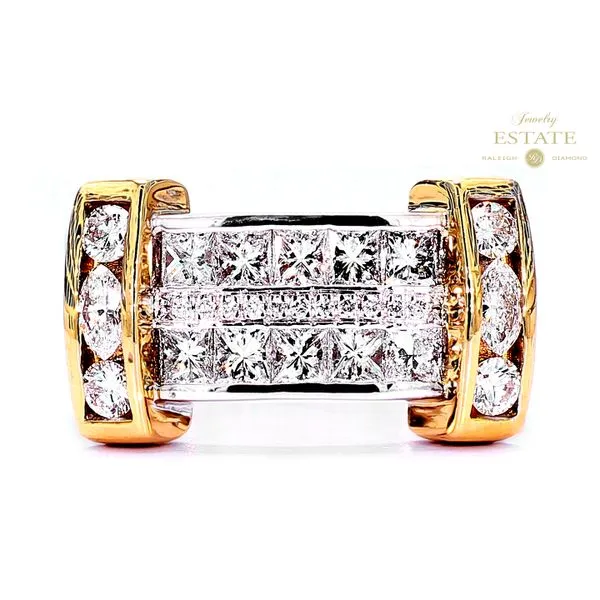 Estate 14K 2-Tone 3.64ctw Princess Marquise RBC Men's Fashion Ring Raleigh Diamond Fine Jewelry Raleigh, NC