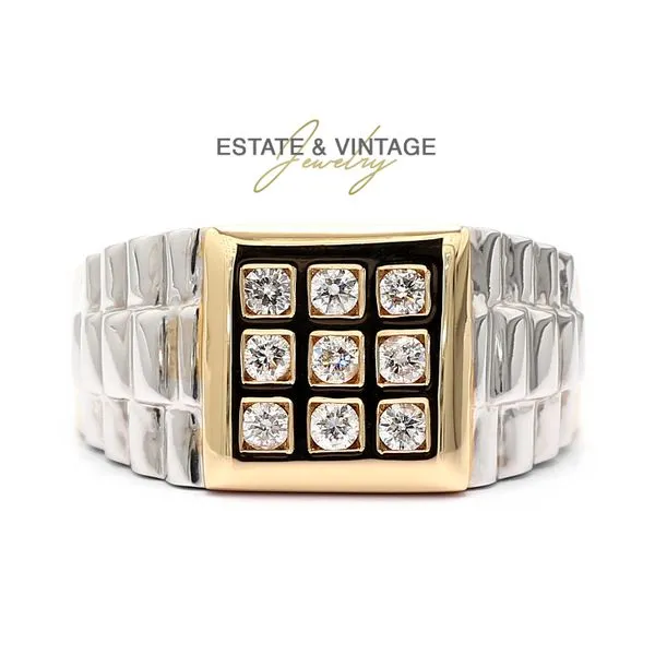Estate 14K White & Yellow Gold 0.45ctw Geometric Mens Fa...