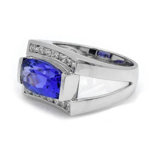 Estate 18K White Gold 5.60ctw Tanzanite & Diamond Colored...