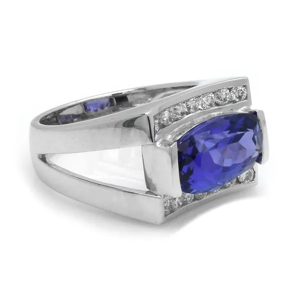 Estate 18K White Gold 5.60ctw Tanzanite & Diamond Colored...