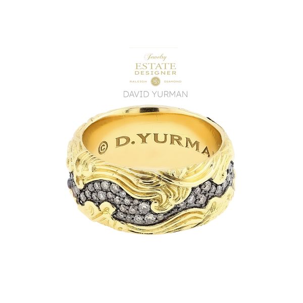 Estate Designer David Yurman 18K Yellow Gold 0.96ctw Diamond Waves Cognac Band Sz 10 Raleigh Diamond Fine Jewelry Raleigh, NC