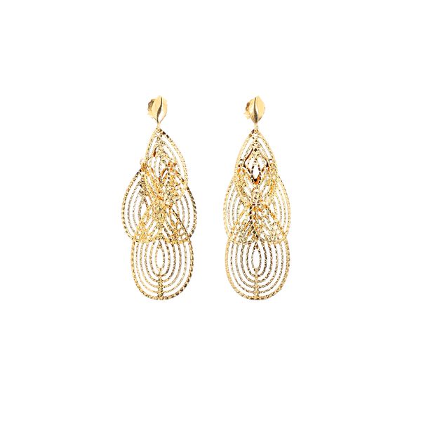 14K Yellow Gold Pear Dangle Earrings Raleigh Diamond Fine Jewelry Raleigh, NC