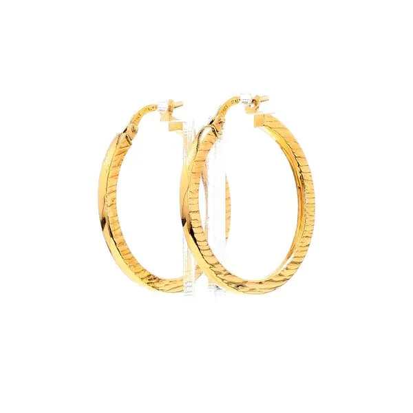 14K Yellow Gold Polished Textured Hoops Raleigh Diamond Fine Jewelry Raleigh, NC