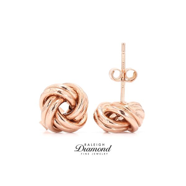 14K Rose Gold Love Knot Stud Earrings Raleigh Diamond Fine Jewelry Raleigh, NC