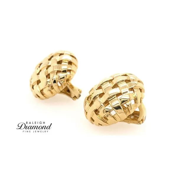 Estate Tiffany & Co. 18K Yellow Gold Vannerie Earrings Image 2 Raleigh Diamond Fine Jewelry Raleigh, NC