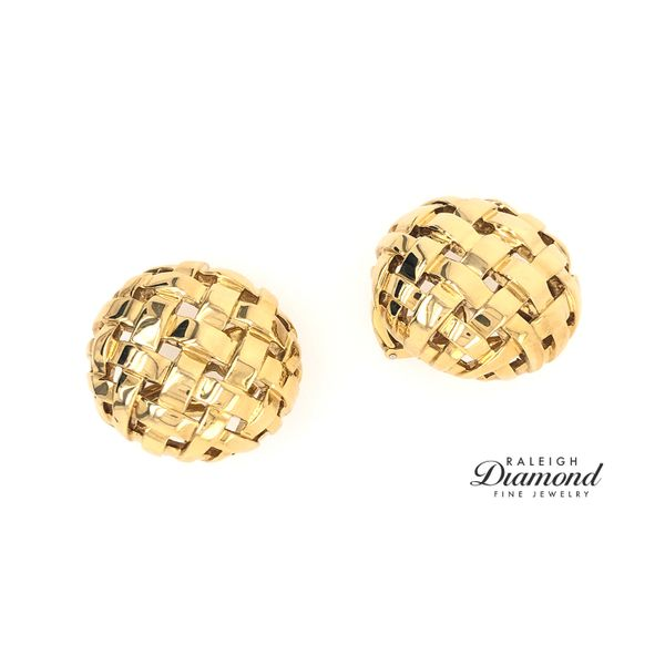 Estate Tiffany & Co. 18K Yellow Gold Vannerie Earrings Raleigh Diamond Fine Jewelry Raleigh, NC