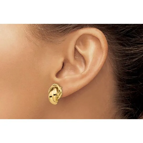 14K Yellow Gold Polished Twist Post Earrings Image 2 Raleigh Diamond Fine Jewelry Raleigh, NC