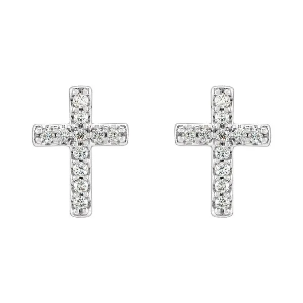 14K White Gold 0.05ctw Natural Diamond Cross Earrings Image 2 Raleigh Diamond Fine Jewelry Raleigh, NC