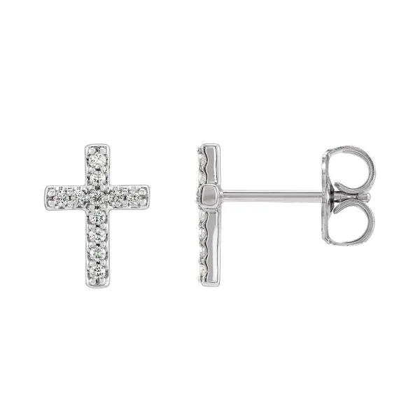 14K White Gold 0.05ctw Natural Diamond Cross Earrings Raleigh Diamond Fine Jewelry Raleigh, NC