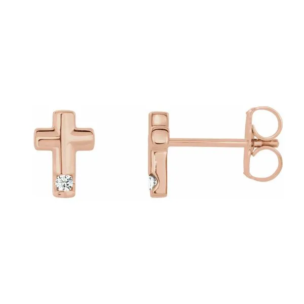 14K Rose Gold 0.03ctw Natural Diamond Cross Earrings Raleigh Diamond Fine Jewelry Raleigh, NC