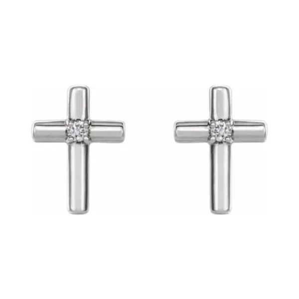 14K White Gold 0.01ctw Natural Diamond Cross Earrings Image 2 Raleigh Diamond Fine Jewelry Raleigh, NC