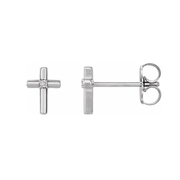 14K White Gold 0.01ctw Natural Diamond Cross Earrings Raleigh Diamond Fine Jewelry Raleigh, NC