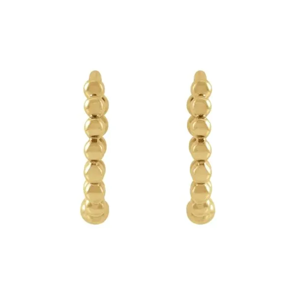 14K Yellow Gold 11mm Beaded Hoop Earrings Image 2 Raleigh Diamond Fine Jewelry Raleigh, NC