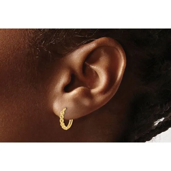 14K Yellow Gold Leslie's Polished Chain Round Link Hoop Earrings Image 2 Raleigh Diamond Fine Jewelry Raleigh, NC